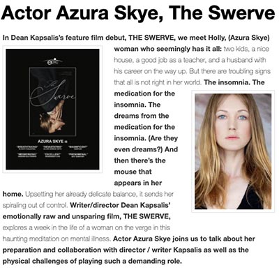 Actor Azura Skye, The Swerve